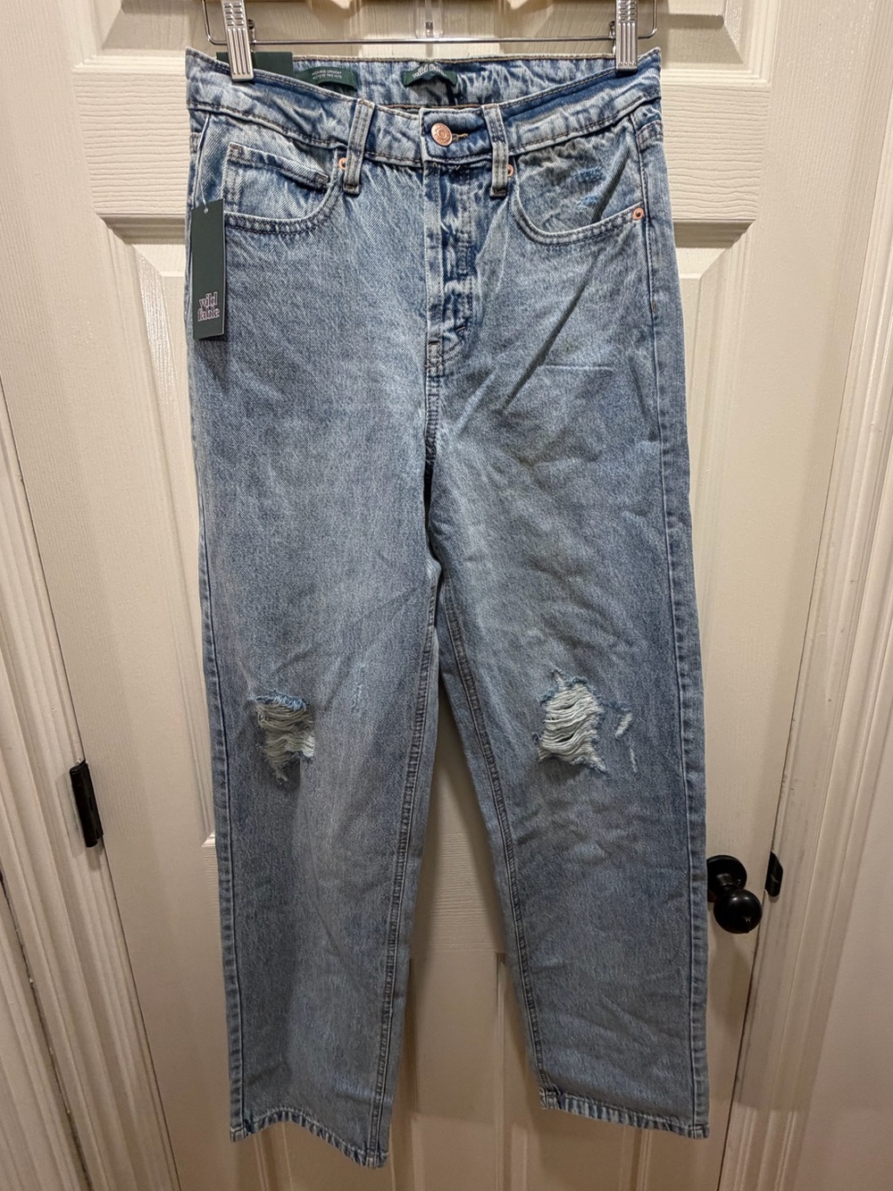 Light Blue Distressed High Waist Straight Jeans by Wild Fable- 4/32” inseam NWT
